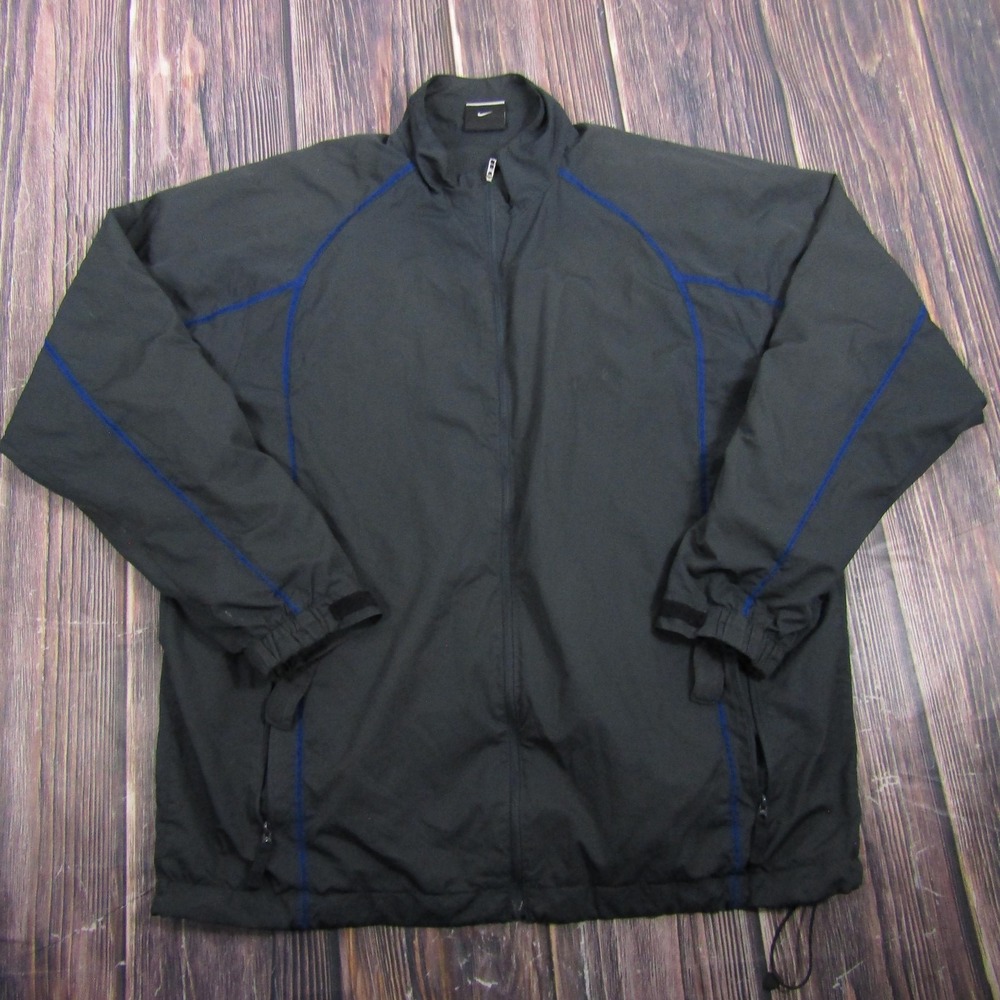 Nike Golf Jacket Mens L Black Full Zip Windbreaker Lightweight Lined Pockets